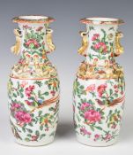 A pair of Chinese 19th / 20thC porcelain famille verte vases, height 19cm