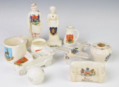 Crested china including Carlton, Goss soldier, aeroplane etc, crests include Manchester,