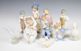 Ten Lladro / Nao figures, tallest 22cm