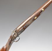 William Wallas of Wigton 8 bore percussion hammer action muzzle loading gun with engraved lock and