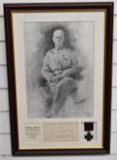 Field Marshal Roberts of Kandahar framed and signed picture with copy Victoria Cross, 43 x 64cm