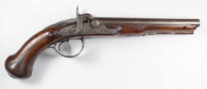 Unnamed percussion converted from flintlock hammer action double barrelled side by side pistol