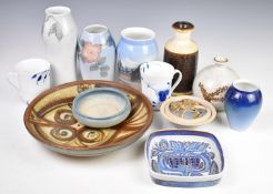A collection of Scandinavian ceramics comprising four Copenhagen / Bing and Grondahl vases,