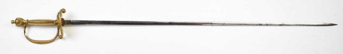 British Court sword by Hart & Co, London with brass hilt guard and pommel and 80cm part decorated