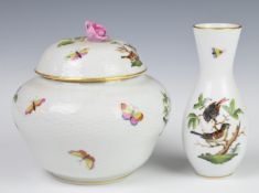 Herend porcelain covered vessel decorated in the Rothschild pattern, diameter 16 x height 16cm and a