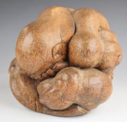 Chinese 19th/20thC carved figure of a weeping Buddha, W24 x H20cm