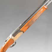 Bettinsoli Top 12 bore over and under ejector shotgun with engraved locks, underside, trigger