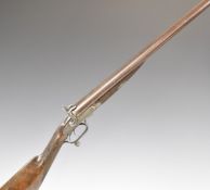 George Gibbs of Bristol 12 bore side by side pinfire hammer action shotgun with engraved locks,