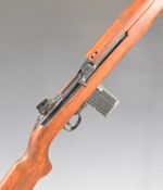 Replica American M1 semi-automatic carbine rifle with working action and 18 inch barrel, overall
