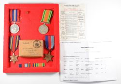 British Army WW2 group of four medals comprising 1939/1945 Star, Burma Star, Defence Medal and War