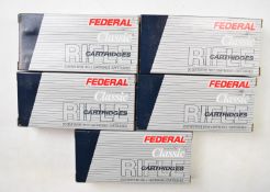 One-hundred .243 WIN Federal Classic rifle cartridges, all in original boxes. PLEASE NOTE THAT A