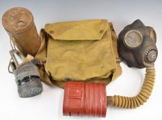 WW2 respirator / gas mask, dated 1942, with haversack by W&C dated 1943, together with another