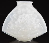 Lalique Dahlia opalescent glass vase decorated to both sides with a large dahlia flower, signed to