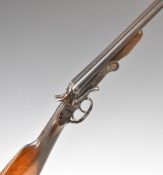 Belgian .410 side by side hammer action folding poacher's shotgun with chequered grip and forend,