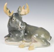 Copenhagen figure of a moose, dark colourway, height 21cm