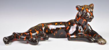 Anita Harris 'Hot Coals' recumbent leopard, two Lorna Bailey vases and a jug, tallest 23cm