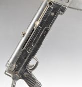 Deactivated M56 7.62mm sub machine gun (SMG) with folding stock, pistol grip and extended