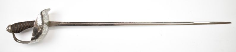 British 1912 pattern officer's sword by Henry Wilkinson, with decorated pommel, bowl guard and