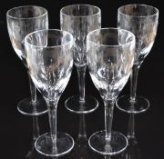 Five John Rocha for Waterford Crystal oversized clear glass wine glasses with cut decoration, 25cm