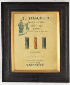 T Thacker of Worcester Sporting Gun Maker advertising watercolour 29 x 23cm, framed and glazed.