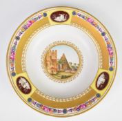 Russian 19thC porcelain pedestal dish with hand painted decoration of Port de St Paul and partial