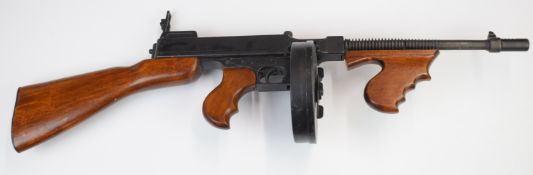 Denix replica 1928 Thompson M1A1 sub machine gun with wooden fittings and drum magazine, serial