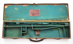 T Page-Wood leather bound shotgun case with fitted interior and 'Established 1876 T. Page Wood &