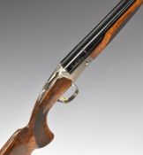 Akkar Double Crown 20 bore side by side shotgun with textured semi-pistol grip and forend, single