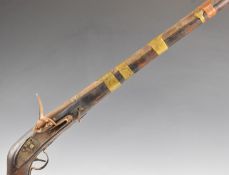 Eastern flintlock jezail with East India Trading Company lion impressed to the lock, curved stock,