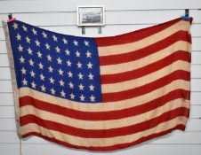 WW1 American Navy flag with 48 stars, ink stamped with 1917, 60x35, Annaopolis U.S.N and ordnance