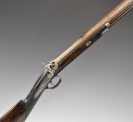 Smith 14 bore percussion hammer action muzzle loading gun with named and engraved locks, engraved