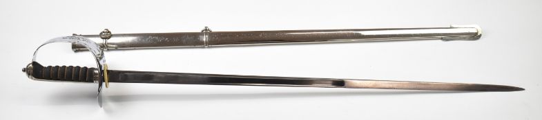 British 1897 pattern Wilkinson Sword Infantry officer's sword with fold down guard, three quarter