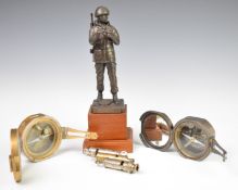 Two modern compasses, both marked Briton Compass Mk1 1862, two ARP whistles and a United Nations