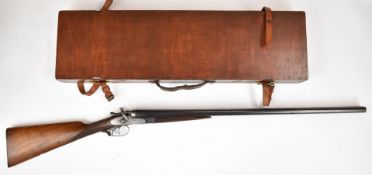 Thomas Daintith of Warrington 12 bore side by side hammer action shotgun with chequered grip and