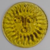 Geoffrey Baxter for Whitefriars Sunspot Suncatcher glass plaque, 18.5cm in diameter.