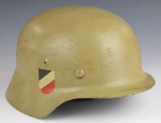 Replica WW2 German Third Reich Nazi Afrika Corps steel helmet, with liner and chin strap
