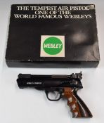 Webley Tempest .22 target air pistol with shaped wooden grips and adjustable sights, NVSN, in fitted