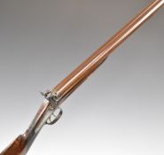 English 10 bore side by side double barrelled muzzle loading percussion hammer action shotgun with