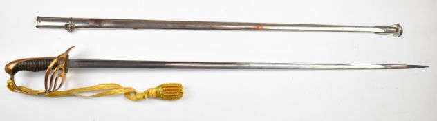 French 1882 'fantasie' Infantry officer's sword and scabbard with 88cm fullered blade and