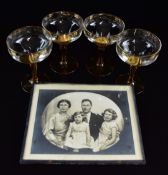 A set of four Mappin & Webb drinking glasses commemorating the coronation of King George VI and