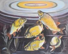 Attributed to Bernard Venables (1907-2001) watercolour and gouache study of five fish, two heading