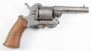 Belgian six-shot pinfire self-cocking revolver with cylinder engraved 'The Guardian American Model