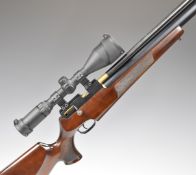 FX Logun Solo .177 PCP air rifle with chequered semi-pistol grip and forend, raised cheek piece,