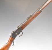 Enfield pattern .450 lever-action rifle with pop-up adjustable ladder sights and 33.5 inch barrel,