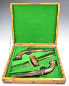 A pair of Brazilian percussion hammer action pistols, each with lock engraved 'Laport Irmanos Rio De