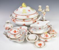 Herend porcelain dinner and decorative ware decorated in the Chinese Bouquet pattern, including a