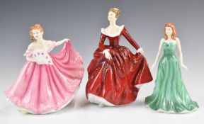Three Royal Doulton figurines comprising 1991 Fragrance signed by Michael Doulton, Elaine and