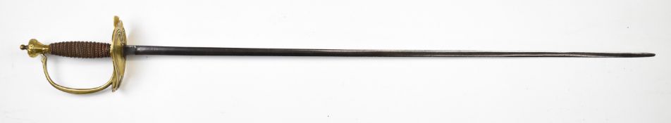 French Infantry officer's sword with brass knuckle brow and hilt, copper bound grip and 81cm