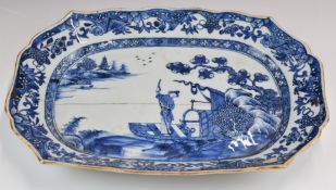Chinese 19thC export shaped plate, 27 x 35cm