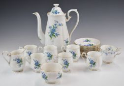Royal Albert coffee set decorated in the Forget Me Not pattern, tallest 27cm